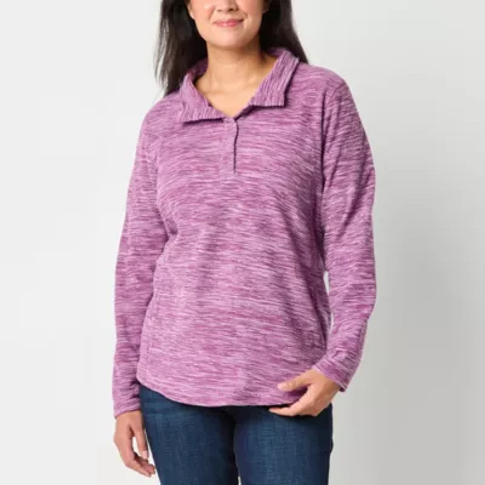 St. John's Bay Polar Fleece Womens Mock Neck Long Sleeve Adaptive Easy-on + Easy-off Sweatshirt