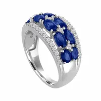  Lab-Created Blue And White Sapphire Sterling Silver Ring