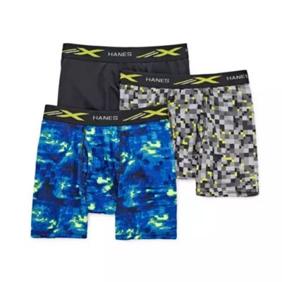 Hanes Poly Printed Little & Big Boys 3 Pack Boxer Briefs
