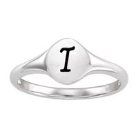 Initial Womens Sterling Silver Signet Ring