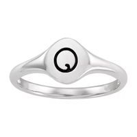 Initial Womens Sterling Silver Signet Ring