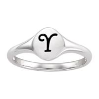 Initial Womens Sterling Silver Signet Ring