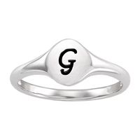 Initial Womens Sterling Silver Signet Ring