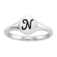 Initial Womens Sterling Silver Signet Ring