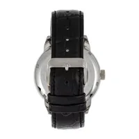 Heritor Mens Automatic Silver Tone Leather Strap Watch Herhr8302