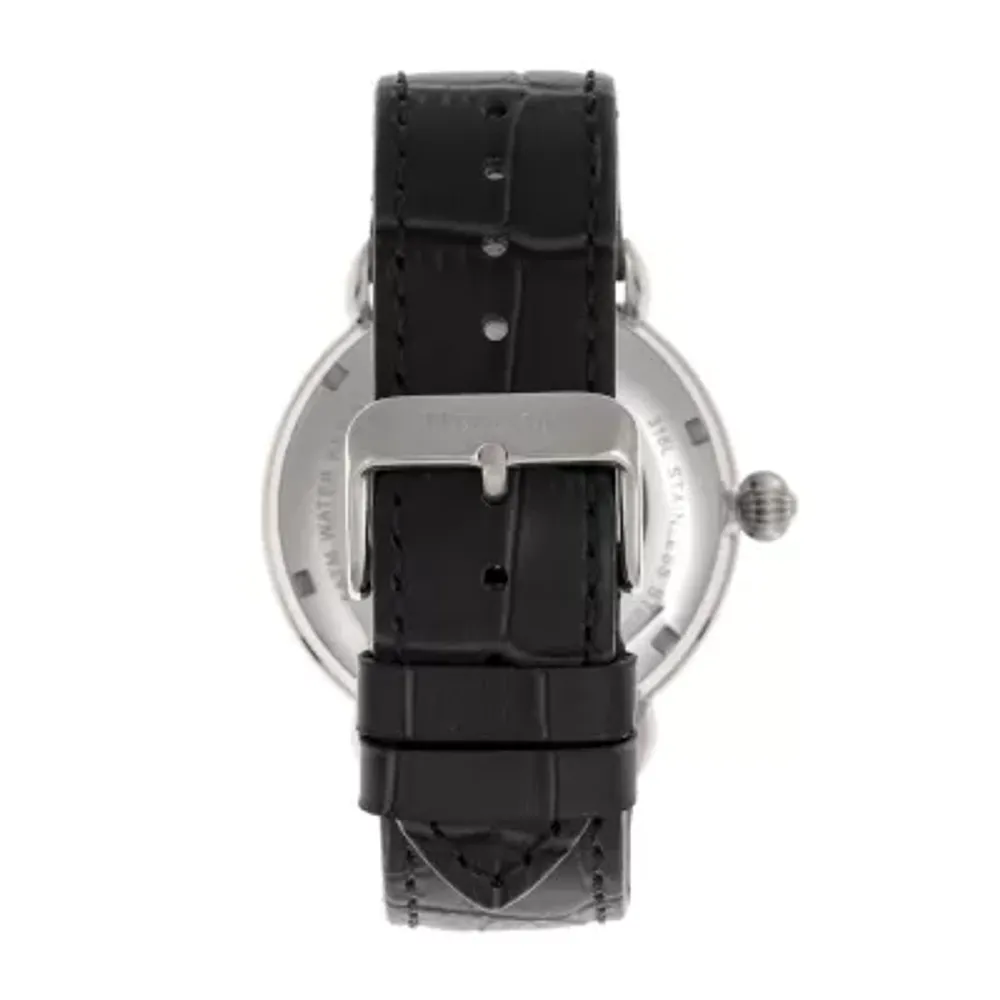 Heritor Mens Automatic Black Leather Strap Watch Herhr8402