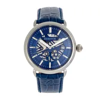 Heritor Mens Automatic Blue Leather Strap Watch Herhr8403