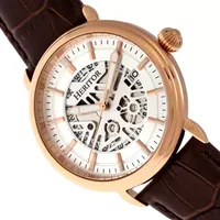 Heritor Mens Automatic Rose Goldtone Leather Strap Watch Herhr8405