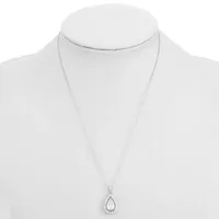 Monet Jewelry Silver Tone Cubic Zirconia 17 Inch Cable Pear Pendant Necklace