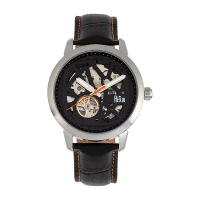 Reign Mens Automatic Black Leather Strap Watch Reirn5902