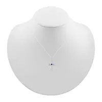 Womens Lab Created Sapphire Sterling Silver Cross Pendant Necklace