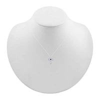 Womens Lab Created Blue Sapphire Sterling Silver Cross Pendant Necklace