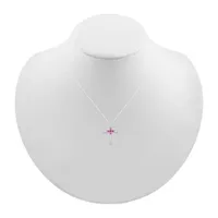 Womens Lab Created Sapphire Sterling Silver Cross Pendant Necklace