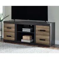 Signature Design by Ashley® Harlinton Warm Gray Large TV Stand With Fireplace Option
