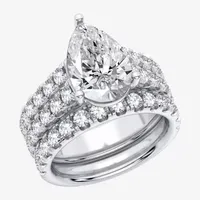 (H-I / SI1-SI2) Signature By Modern Bride Womens 5 CT. T.W. Lab Grown White Diamond 14K Gold Pear Bridal Set