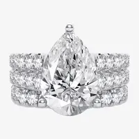 (H-I / SI1-SI2) Signature By Modern Bride Womens 5 CT. T.W. Lab Grown White Diamond 14K Gold Pear Bridal Set