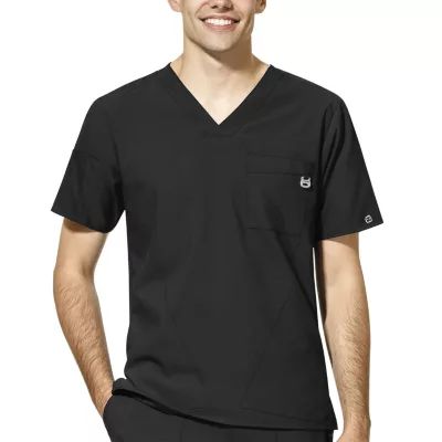 Wink® W123 Mens V Neck Moisture Wicking Wrinkle Resistant Quick Dry Short Sleeve Scrub Top