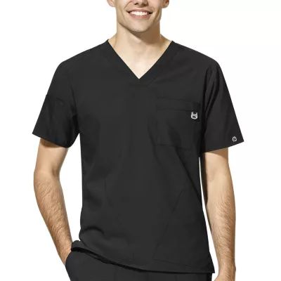 Wink® Mens Big V Neck Moisture Wicking Wrinkle Resistant Quick Dry Short Sleeve Scrub Top