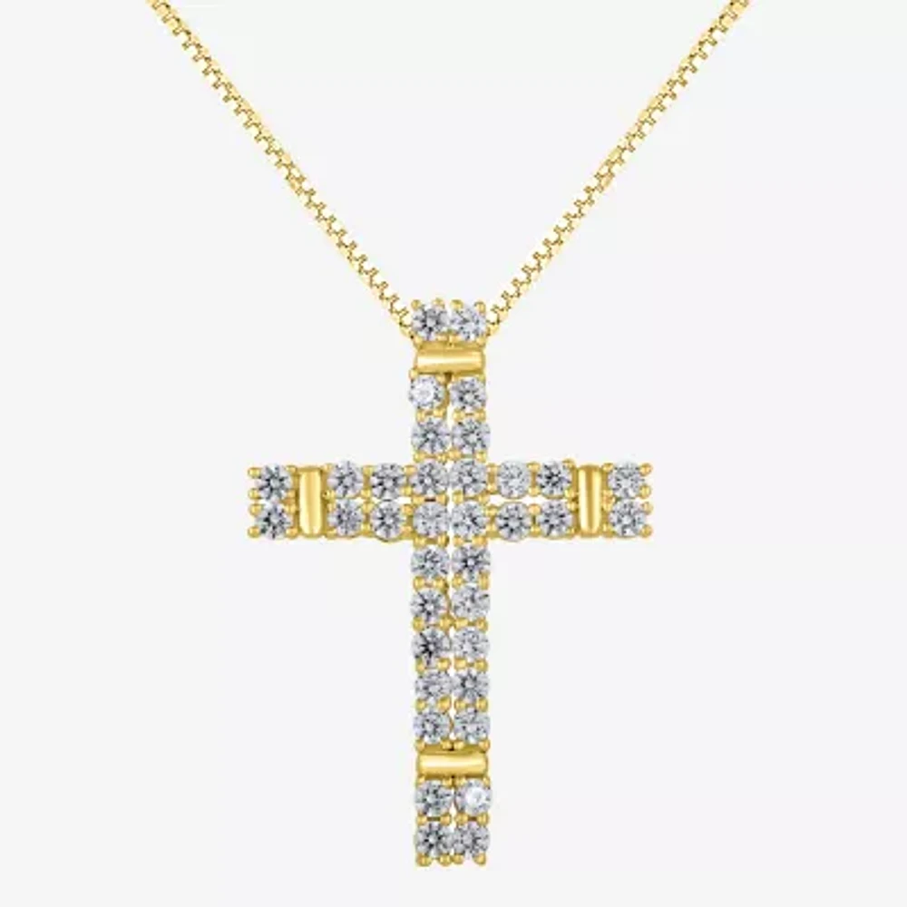 (H-I / I1) Womens 1 CT. T.W. Lab Grown White Diamond 10K Gold Cross Pendant Necklaces