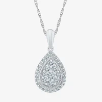 Teardrop Womens / CT. T.W. Natural White Diamond 10K White Gold Pear Pendant Necklace