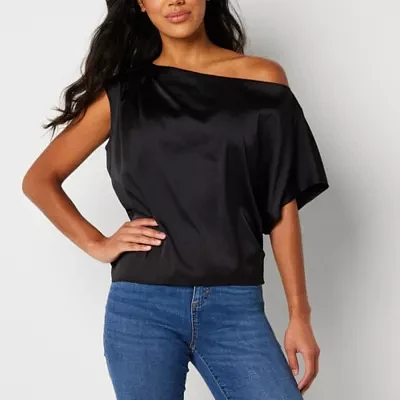 Bold Elements Womens Satin One Shoulder  Blouse