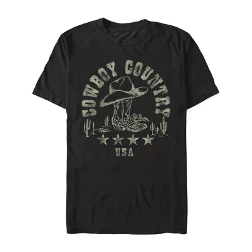 Mens Short Sleeve Cowboy Country Graphic T-Shirt