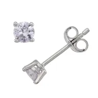 Lab Created Cubic Zirconia Sterling Silver 4mm Stud Earrings