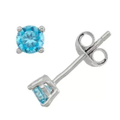 Lab Created Cubic Zirconia Sterling Silver 4mm Stud Earrings