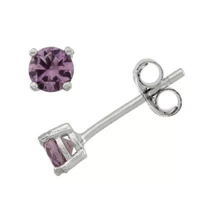 Lab Created Cubic Zirconia Sterling Silver 4mm Stud Earrings