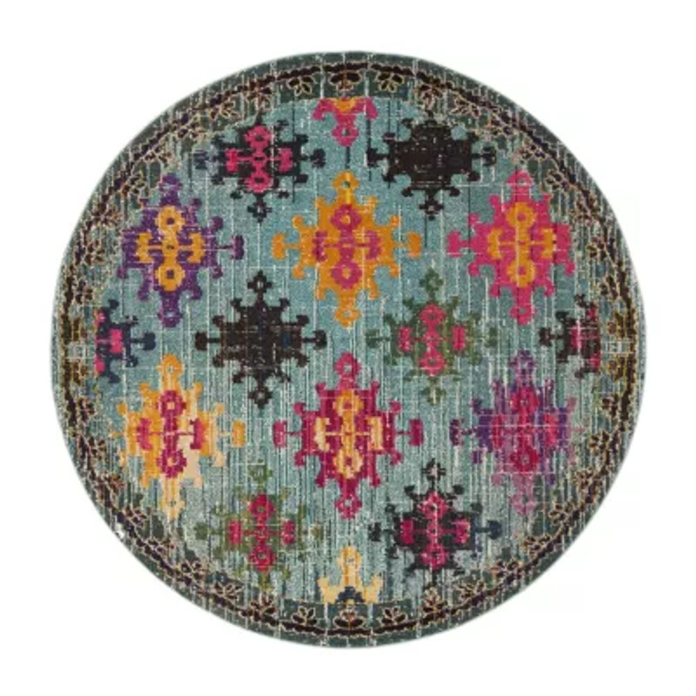 Safavieh Monaco Collection Flint Geometric Round Area Rug