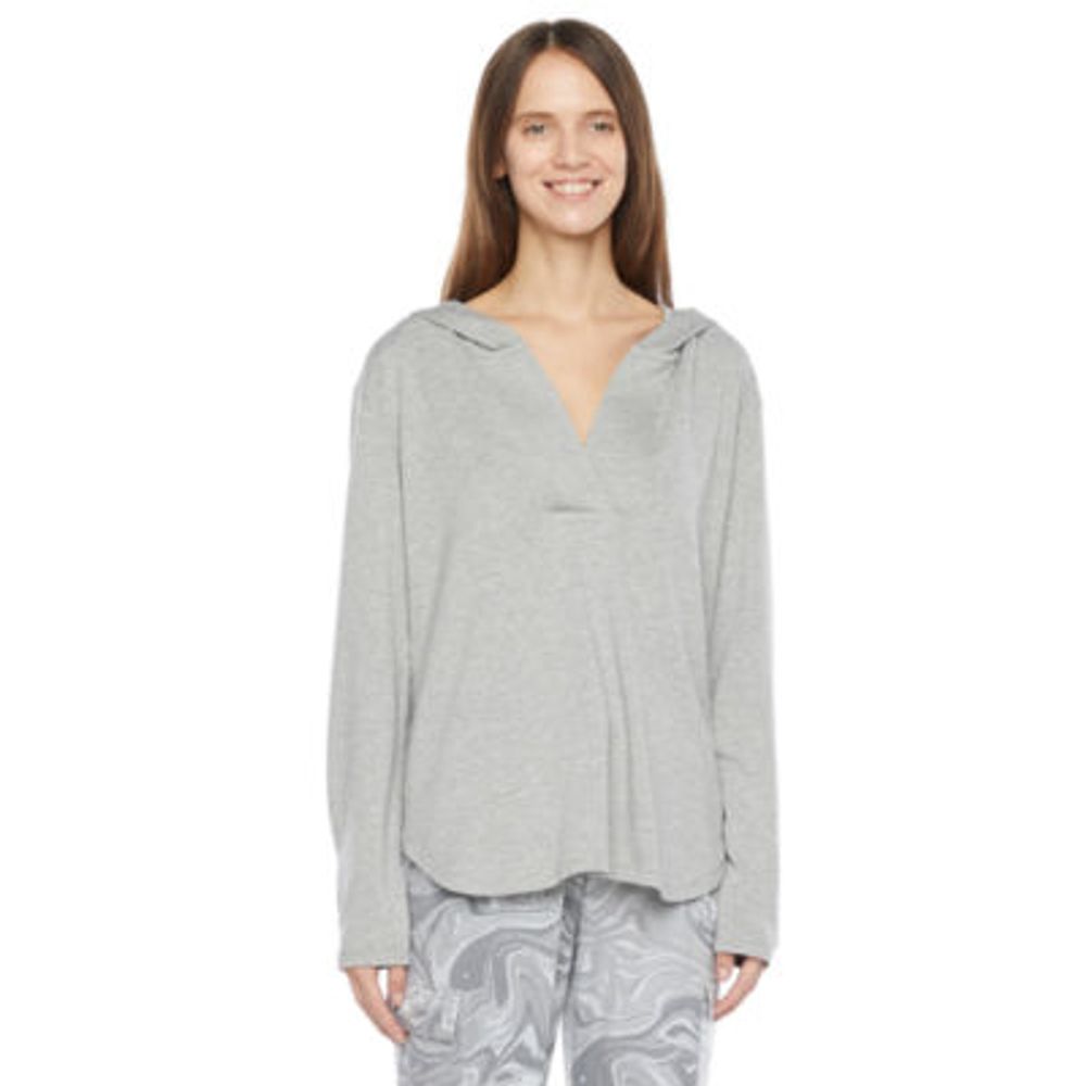Ambrielle Womens Long Sleeve Hooded Pajama Top
