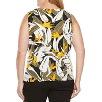 Liz Claiborne Plus Womens V Neck Sleeveless Blouse