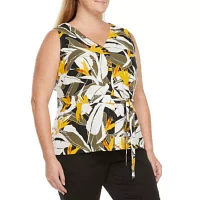 Liz Claiborne Plus Womens V Neck Sleeveless Blouse