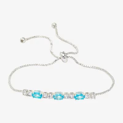 Sparkle Allure Birthstone Cubic Zirconia Pure Silver Over Brass Bolo Bracelet