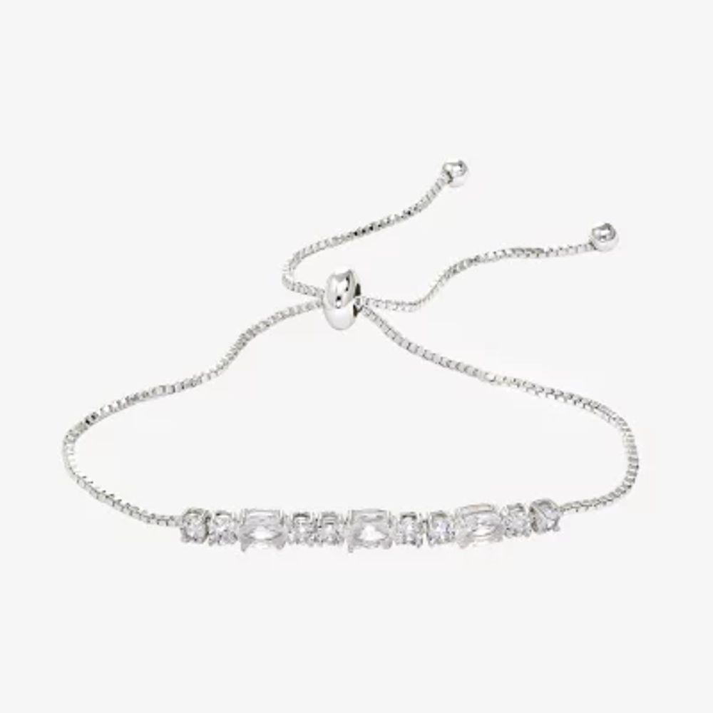 Sparkle Allure Birthstone Cubic Zirconia Pure Silver Over Brass Bolo Bracelet