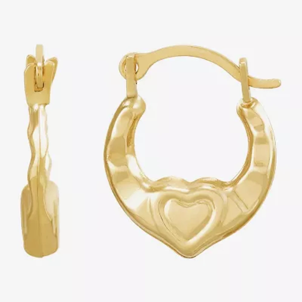 14K Gold 12.3mm Heart Hoop Earrings