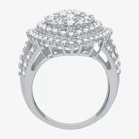 H-I / I1) Womens CT. T.W. Lab Grown Diamond 10K White Gold Halo Cocktail Ring