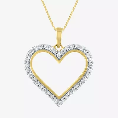 (H-I / I1) Womens 1/3 CT. T.W. Lab Grown Diamond 10K Gold Heart Pendant Necklaces