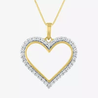 (H-I / I1) Womens 1/3 CT. T.W. Lab Grown Diamond 10K Gold Heart Pendant Necklace