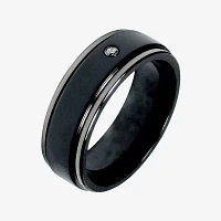 Mens Diamond-Accent Black Titanium Wedding Band