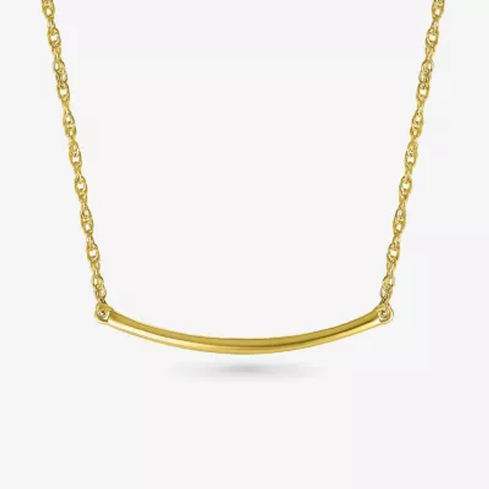 Womens 10K Gold Curved Pendant Necklace