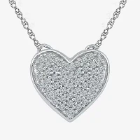 Womens Diamond Accent Natural Diamond Sterling Silver Heart Pendant Necklace