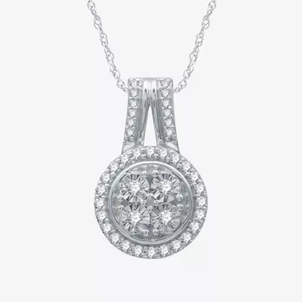 (H-I / I1) Womens 1/4 CT. T.W. Lab Grown Diamond Sterling Silver Pendant Necklace