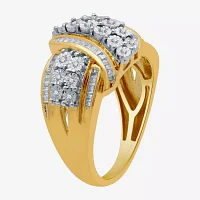 Womens 1/2 CT. T.W. Natural White Diamond 14K Gold Over Silver Cocktail Ring