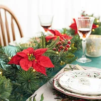Glitzhome 9ft Pre-Lit Red Berries Christmas Indoor Garland