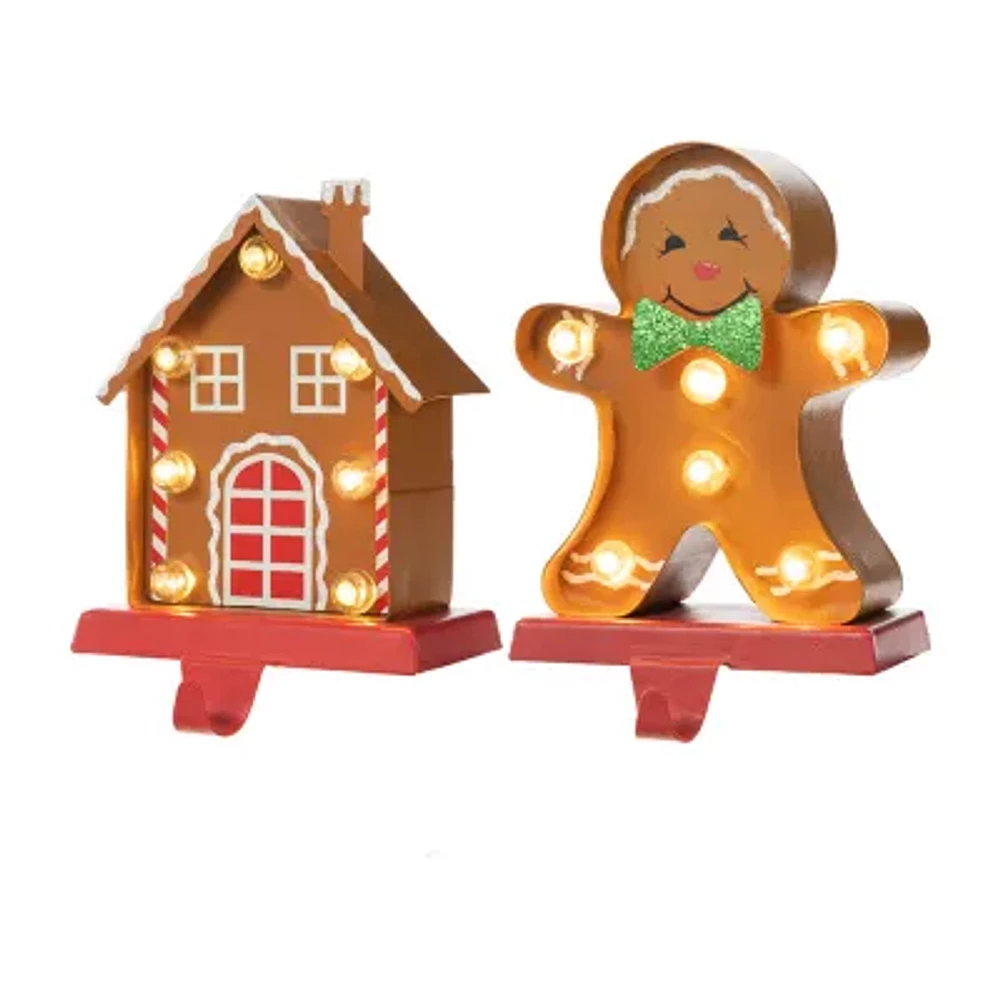 Glitzhome Marquee Gingerbread 2-pc. Christmas Stocking Holder