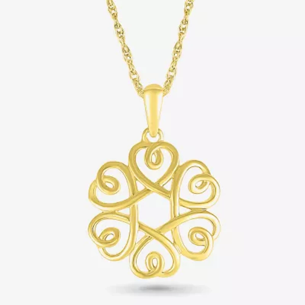 Womens 10K Gold Knot 18 Inch Pendant Necklace