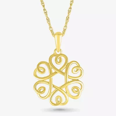 Womens 10K Gold Knot 18 Inch Pendant Necklace
