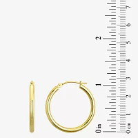 18K Gold 1 Inch Round Hoop Earrings