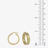 14K Yellow Gold Diamond Cut Slashes Hoop Earrings